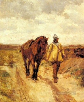Un Homme DArmes Et Son Cheval clasicista Jean Louis Ernest Meissonier Pinturas al óleo